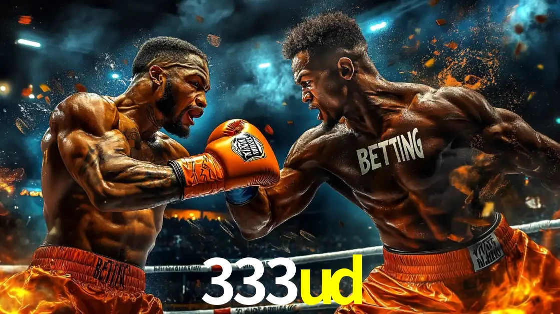 Dois boxeadores em uma luta intensa e explosiva, representando a adrenalina e as oportunidades de apostas em esportes de combate disponíveis na plataforma 333ud.